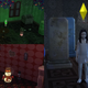 Clockwise from top left: The Poison Garden, Ghost Child spending time in her favorite cemetery, and the Room of Never-Ending Christmas.